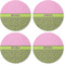 Pink & Lime Green Leopard Coaster Round Rubber Back - Apvl