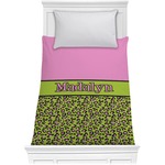 Pink & Lime Green Leopard Comforter - Twin XL (Personalized)