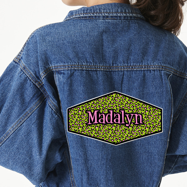 Custom Pink & Lime Green Leopard Twill Iron On Patch - Custom Shape - 3XL - Set of 4 (Personalized)