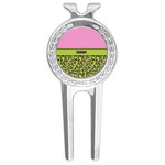 Pink & Lime Green Leopard Golf Divot Tool & Ball Marker (Personalized)