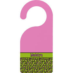 Pink & Lime Green Leopard Door Hanger w/ Name or Text