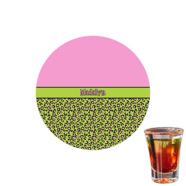 Custom Pink & Lime Green Leopard Printed Drink Topper - 1.5" (Personalized)