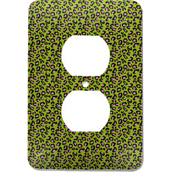 Pink & Lime Green Leopard Electric Outlet Plate