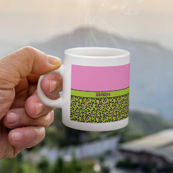 Pink & Lime Green Leopard Single Shot Espresso Cup - Single (Personalized)