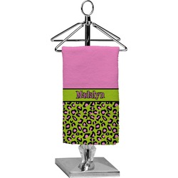 Pink & Lime Green Leopard Finger Tip Towel - Full Print (Personalized)