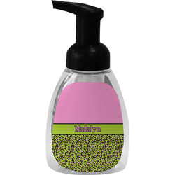Pink & Lime Green Leopard Foam Soap Bottle - Black (Personalized)