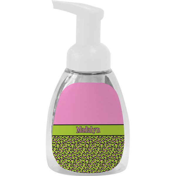 Custom Pink & Lime Green Leopard Foam Soap Bottle - White (Personalized)