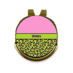 Pink & Lime Green Leopard Golf Ball Marker - Hat Clip - Gold