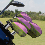 Pink & Lime Green Leopard Golf Club Iron Cover - Set of 9 (Personalized)