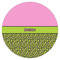 Pink & Lime Green Leopard Icing Circle - Medium - Single