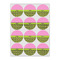 Pink & Lime Green Leopard Icing Circle - Small - Set of 12