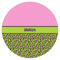 Pink & Lime Green Leopard Icing Circle - Small - Single