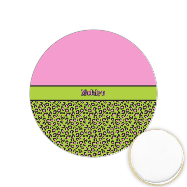Custom Pink & Lime Green Leopard Printed Cookie Topper - 1.25" (Personalized)