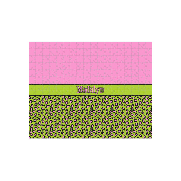 Custom Pink & Lime Green Leopard 252 pc Jigsaw Puzzle (Personalized)