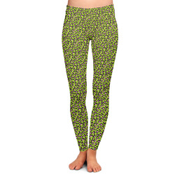 Pink & Lime Green Leopard Ladies Leggings - 2X-Large