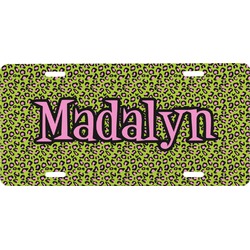 Pink & Lime Green Leopard Front License Plate (Personalized)