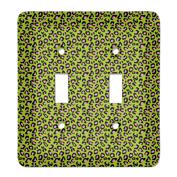 Custom Pink & Lime Green Leopard Light Switch Cover (2 Toggle Plate)