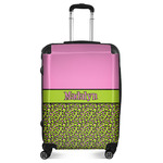 Pink & Lime Green Leopard Suitcase - 24" Medium - Checked (Personalized)