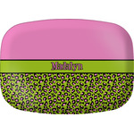 Pink & Lime Green Leopard Melamine Platter w/ Name or Text