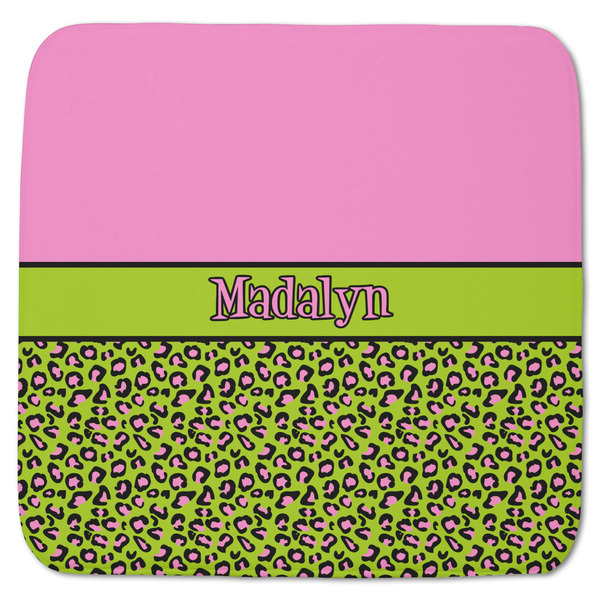 Custom Pink & Lime Green Leopard Memory Foam Bath Mat - 48"x48" (Personalized)