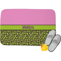 Pink & Lime Green Leopard Memory Foam Bath Mat (Personalized)