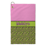 Pink & Lime Green Leopard Microfiber Golf Towel - Small (Personalized)