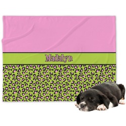 Pink & Lime Green Leopard Dog Blanket - Regular (Personalized)