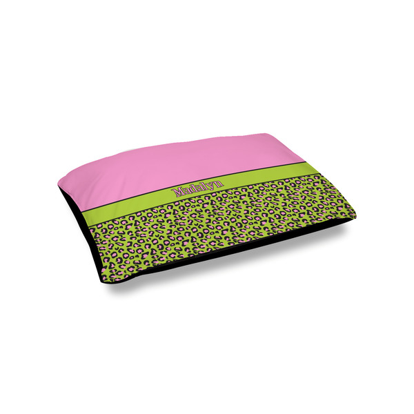 Custom Pink & Lime Green Leopard Outdoor Dog Bed - Small (Personalized)