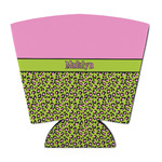 Pink & Lime Green Leopard Party Cup Sleeve - with Bottom (Personalized)