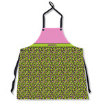 Pink & Lime Green Leopard Apron Without Pockets w/ Name or Text