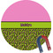 Pink & Lime Green Leopard Personalized Round Fridge Magnet