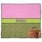 Pink & Lime Green Leopard Picnic Blanket - Flat - With Basket