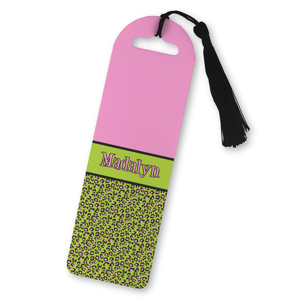 Custom Pink & Lime Green Leopard Plastic Bookmark (Personalized)