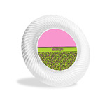 Pink & Lime Green Leopard Plastic Party Appetizer & Dessert Plates - 6" (Personalized)