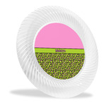 Pink & Lime Green Leopard Plastic Party Dinner Plates - 10" (Personalized)