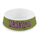 Pink & Lime Green Leopard Plastic Dog Bowl - Small (Personalized)