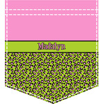 Pink & Lime Green Leopard Iron On Faux Pocket (Personalized)