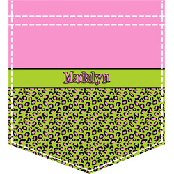 Pink & Lime Green Leopard Iron On Faux Pocket (Personalized)