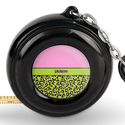 Pink & Lime Green Leopard Pocket Tape Measure - 6 Ft w/ Carabiner Clip (Personalized)