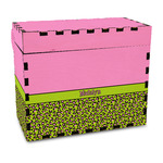 Pink & Lime Green Leopard Wood Recipe Box - Full Color Print (Personalized)