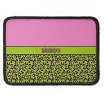 Pink & Lime Green Leopard Iron On Rectangle Patch w/ Name or Text