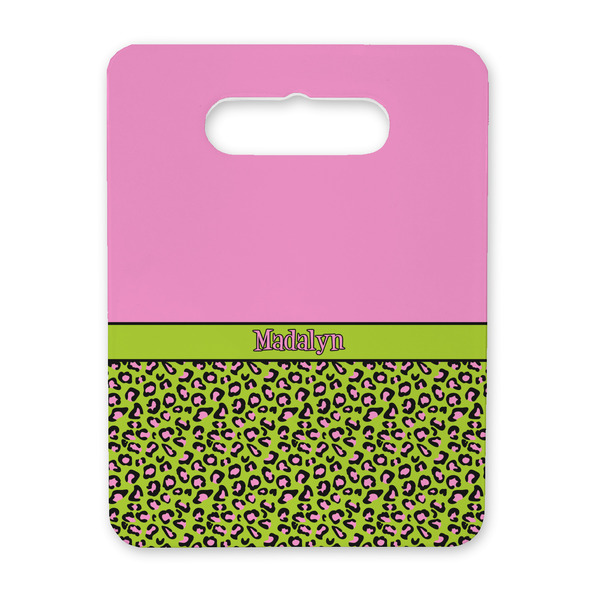 Custom Pink & Lime Green Leopard Rectangular Trivet with Handle (Personalized)