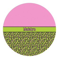 Pink & Lime Green Leopard Round Decal - Medium (Personalized)