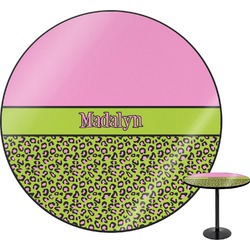 Pink & Lime Green Leopard Round Table - 30" (Personalized)