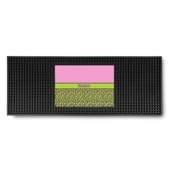 Pink & Lime Green Leopard Rubber Bar Mat (Personalized)