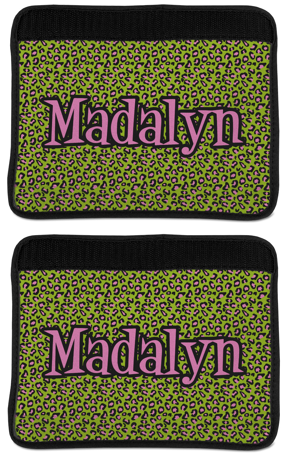 Pink & Lime Green Leopard Design Custom Sandstone Car Coasters