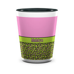 Pink & Lime Green Leopard Ceramic Shot Glass - 1.5 oz - Two Tone - Single (Personalized)