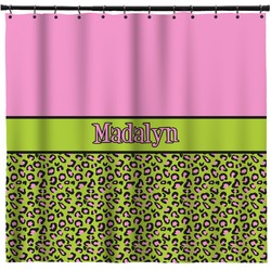Pink & Lime Green Leopard Shower Curtain - 71" x 74" (Personalized)