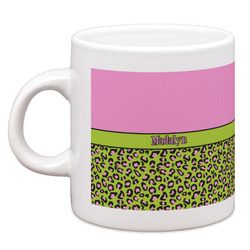 Pink & Lime Green Leopard Espresso Cup (Personalized)