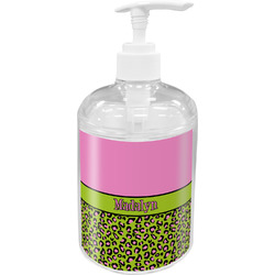 Pink & Lime Green Leopard Acrylic Soap & Lotion Bottle (Personalized)